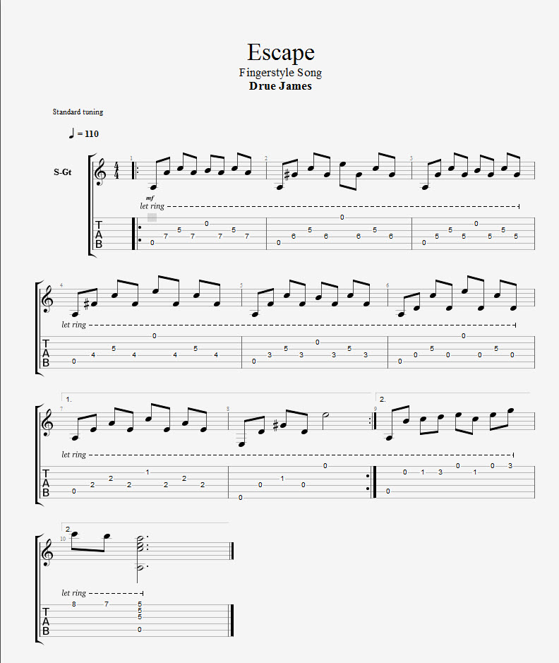 Ecape-Fingerstyle-TAB