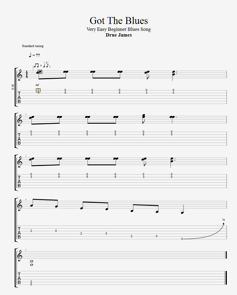 Got-The-Blues-Guitar-TAB-Easy-Beginners-Blues-Guitar-Lesson-Drues-Jams