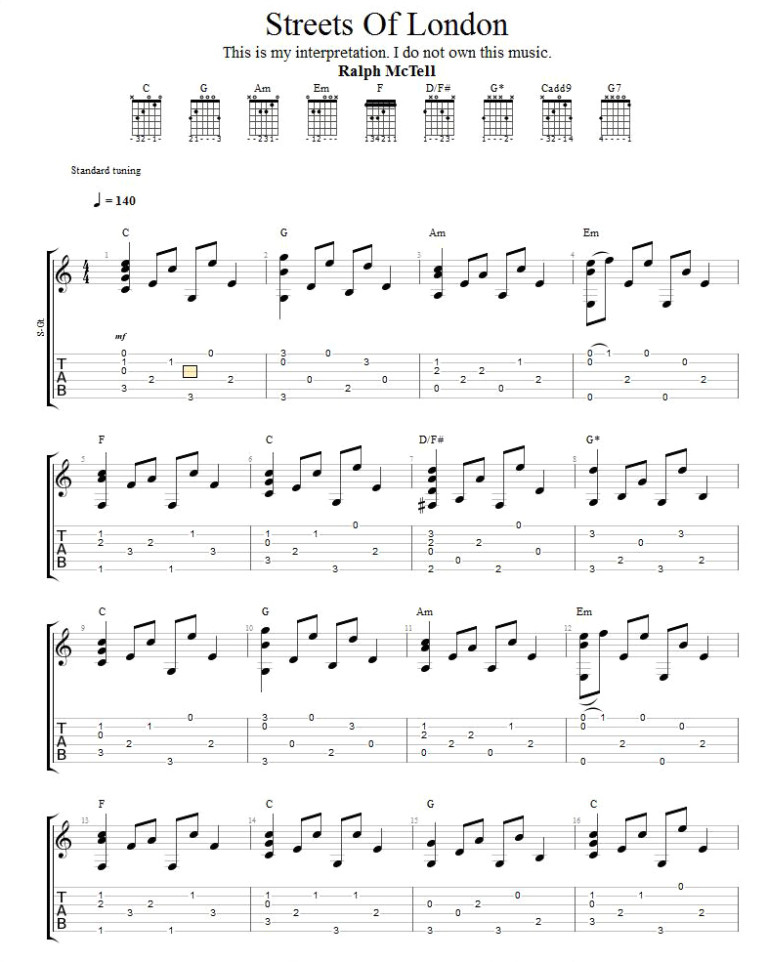 Streets Of London TAB Ralph McTell Drue James Streets Of London TAB Ralph McTell Drue James