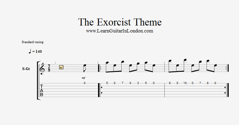 The Exorcist Theme – Intro – TAB