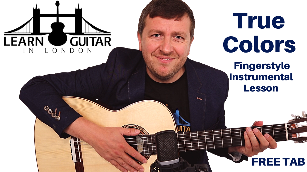 True Colors - Free Fingerstyle Acoustic Guitar Lesson - Drue James